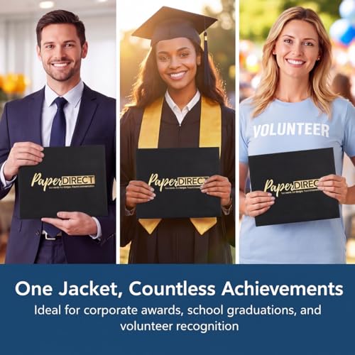 PaperDirect Simple Foil Custom Certificate Jackets, Black, Gold Embossed Foil, Personalized Certificate Holders, Schools, Businesses, Awards, Diplomas & Professional Recognition, 50 Count