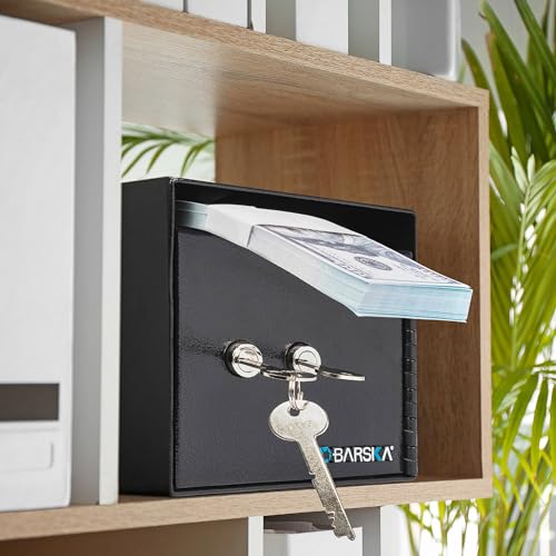 Winbest Steel Dual Key Cash Drop Depository Safe Mail Money Cash Drop Safe Box 12 in x 6 in x 6 in