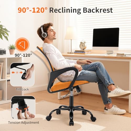 BestOffice | Ergonomic Office Chair | Orange | Pack of 1 | Mesh Desk Chair
