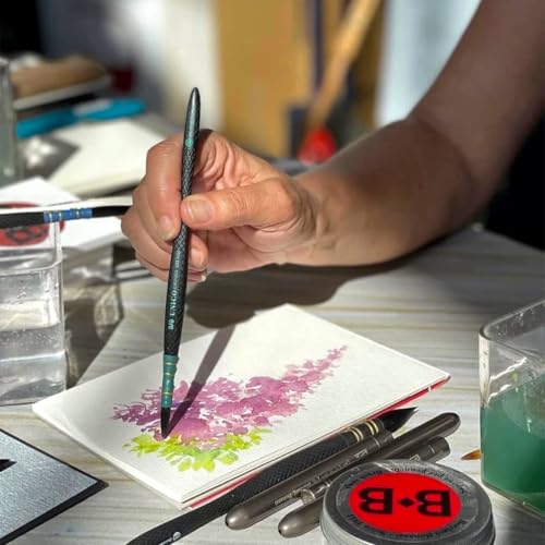 Borciani e Bonazzi Infinito Synthetic Mini Quill Watercolor Brush Series 855 - Size # 4x0, Patented Hidro Hair - Watercolor Art Brushes - Non-Slip, Anti-Roll Handle - Handcrafted in Italy