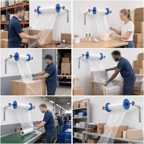 jcwwolk Wall Mount Bubble Wrap Roll Holder, Fits Up to 100cm (39.4in) Wide Air Cushion Film, Air Pillow Film Rolls, Galvanized Steel, for Packing Station, Warehouse & Shipping 40cm