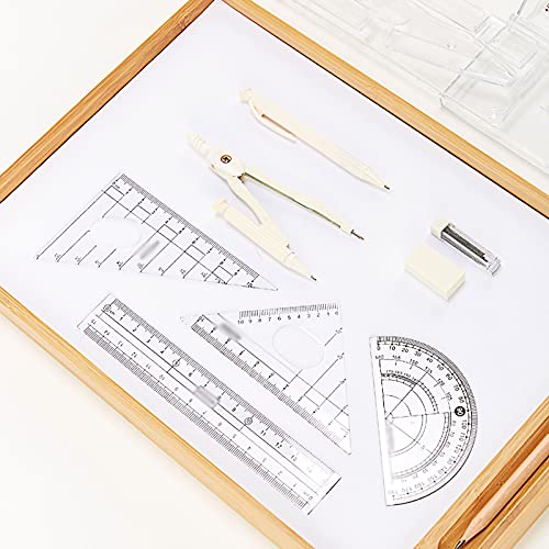 DUHTFCY Geometry Set Sets 8 Piece Student Supplies with Rulers Protractor Compass Eraser Lead Refills Pencil for Drafting and Drawings Compass Set (C)