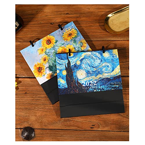 2022 Calendar 2022 Oil Painting Desk Calendar Chinese Style Art Calendar Note Business Office Annual Calendar Desktop Calendar Decoration Desk Calendar