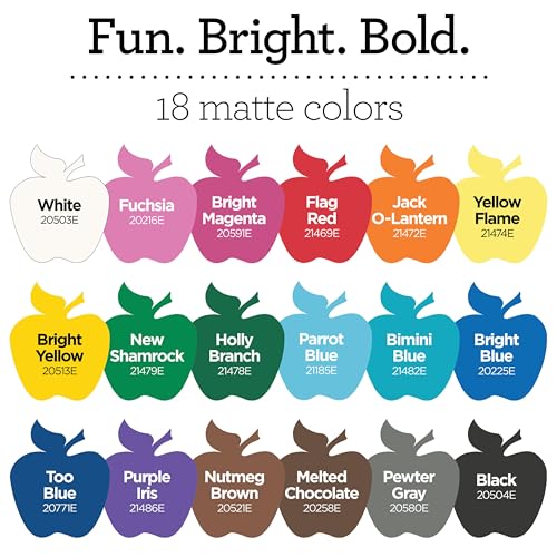 Apple Barrel Acrylic Craft Paint Set, Perfect for Arts & Crafts, 2 fl oz Each, 18 Assorted Matte Colors, 18 Count