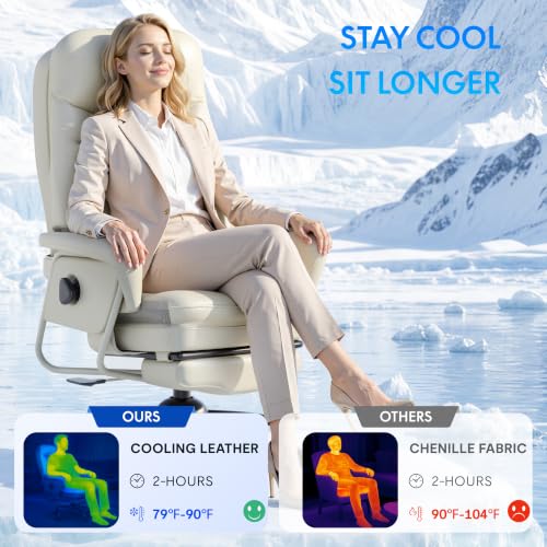 FLEXISPOT Cooling Ergonomic Office Chair with Footrest, Beige, HC4 Cool