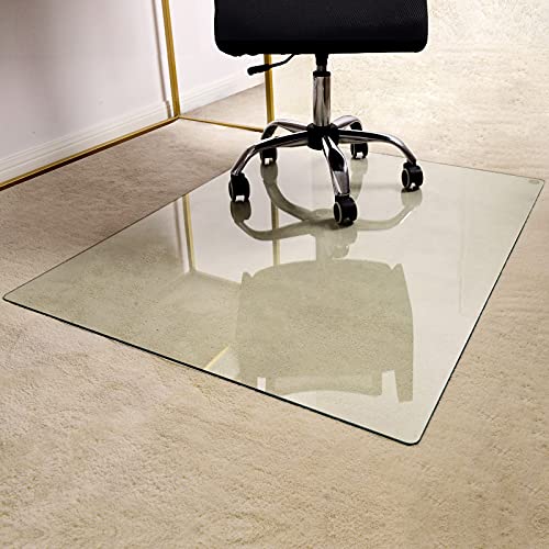 GLSLAND 36" x 46" Office Chair Mat for Carpet, Tempered Glass Floor Mat