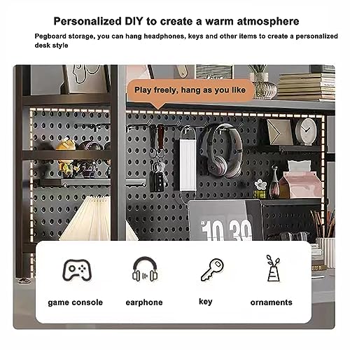 Nerxerx 2 Layer Desktop Bookshelf for Computer - Multipurpose Metal Hutch Shelf, Wrought Iron Bookcase for Office Supplies Organizer (Black)