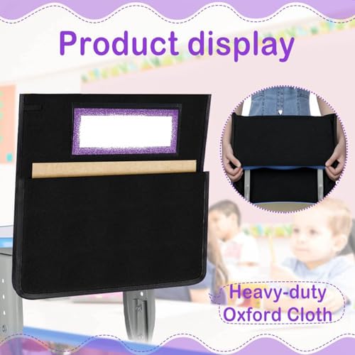APGLSXY 24Pieces Oversized Chair Back Hanging Organizers Black Polyester Fabric Storage Pouches for Desk Accessories School Supplies Mount Not Tools Hanging Chair Organizers