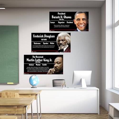 Young N Refined Black Heroes Poster bulletin board set, 9 charts pack Laminated thick 3 mil (18x36)