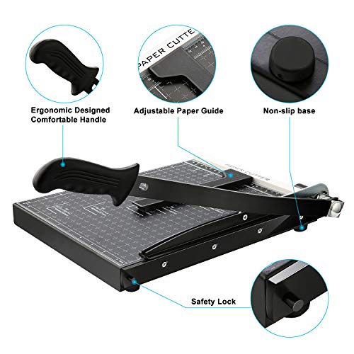 Paper Trimmer, 12" Metal Base A4 Paper Cutter Guillotine for Home Office, 10 Sheet Capacity