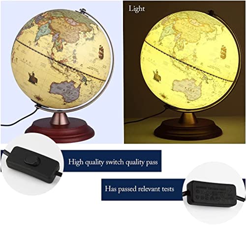 globe, Retro Led Light Antique Rotating Globe with Stand Wood Base
