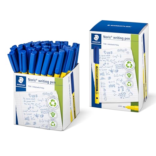 STAEDTLER Noris Writing Pens, Fineliner 0.6mm Tip, 50-Count Bulk Set, Blue