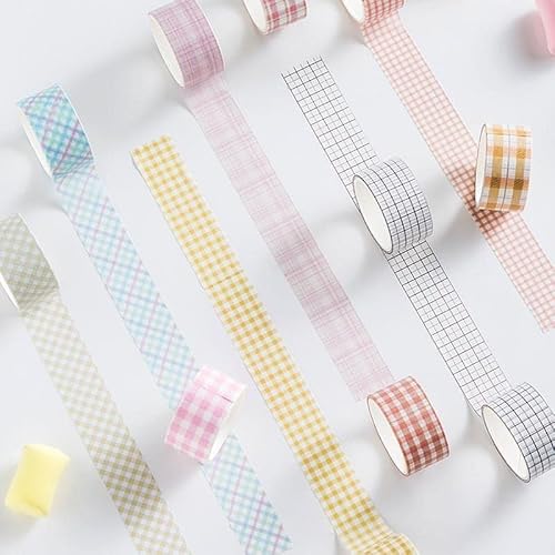 QERTYHJK Color Grid Washi Tape Set Adhesive DIY Scrapbooking Sticker Label Masking