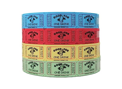 Raffle Tickets Single Roll, Assorted Drink 4-Pack, 2,000 Tickets per Roll