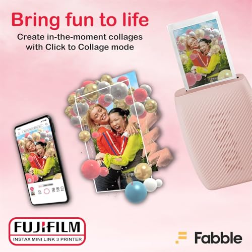 Fujifilm Instax Mini Link 3 Smartphone Printer with Instax Mini Films and Free Bonus Microfiber Cleaning Cloth... (Rose Pink, 2 x Twin Pack (40 Sheets))