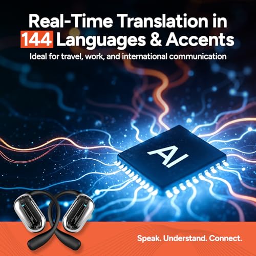AI Translation Earbuds Real Time | 144+ Languages with 60H Playtime for iOS & Android | Language Translator Earbuds with Noise Cancellation | Translating Headphones for Business & Learning Languages