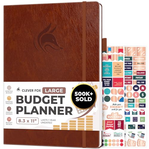 Clever Fox Budget Planner, Monthly Bill Tracker Book 8.3"x11" Brown