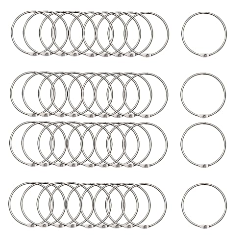 Key ring, 40Pcs DIY Book Cards Binder Rings, Small Memo Card Loose Leaf for School, Home, Office(21mm)