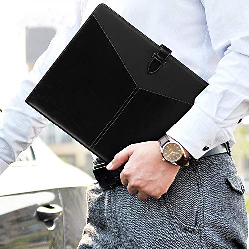 Toplive Padfolio 3 Ring Binder Organizer Business Portfolio Folder for Women, A4/ Letter Size PU Leather Professional Portfolio Padfolio for Interview Conference Presentation, Black