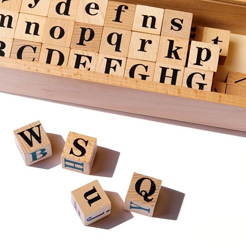 Large Premium Montessori Wooden Alphabet Dice with Box 10.2in | 26 Solid Beechwood Letter Dice for Hands-On Phonics & CVC Word Games | Montessori Language Material & Reading Readiness Toy for Kids 4+