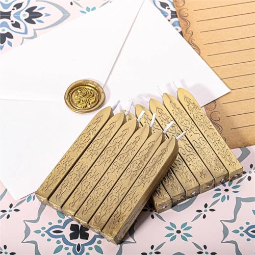 Sealing Wax Sticks 48Pcs Sealing Wax Sticks with Wicks Antique Wine Red/Gold Seal for Stamp Wedding Invitations Christmas(TZ859)