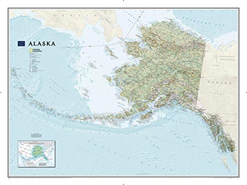 National Geographic: Alaska Wall Map - Large - 40.5 x 30.25 inches - Art Quality Print