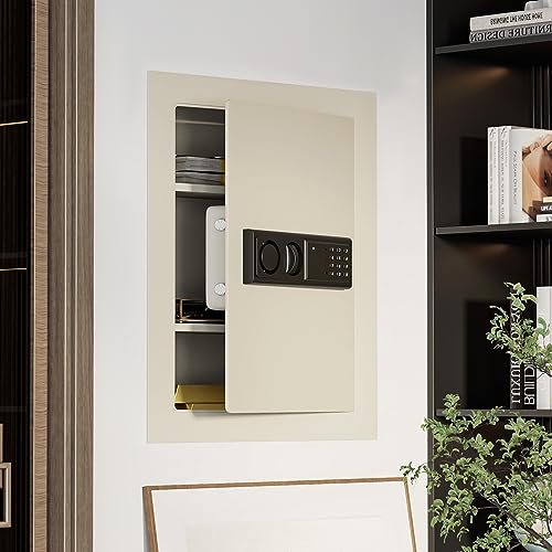 Giantex Electronic Wall Hidden Safe Security Box, Built-In Wall Electronic Flat Security Safety Cabinet (White)