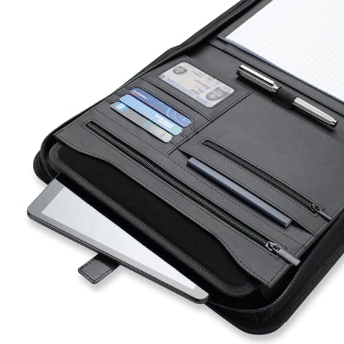 Forevermore Portfolio Binder, Slim No Ring, Zipper, Vegan Leather, Black