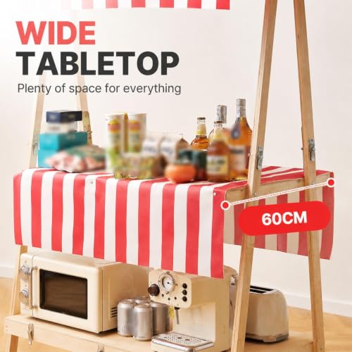 CHBMZ Outdoor Event Display Stand, Foldable Two Tier Wooden Booth with Canopy, Suitcase Style Pop Up Vendor Stand for Festivals, Holiday Markets, Craft Shows & Seasonal Events(Yellow,106cm/41.7in)