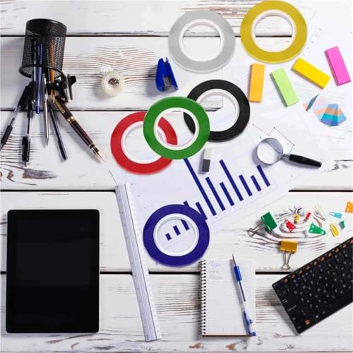 Whiteboard Tape 10 Rolls 66M Graphic Whiteboard Tape Adhesive Chart Line Grid Electrical Marking Tapes High Temperature Resistant Pinstripe Dry Erase Art(Blue)