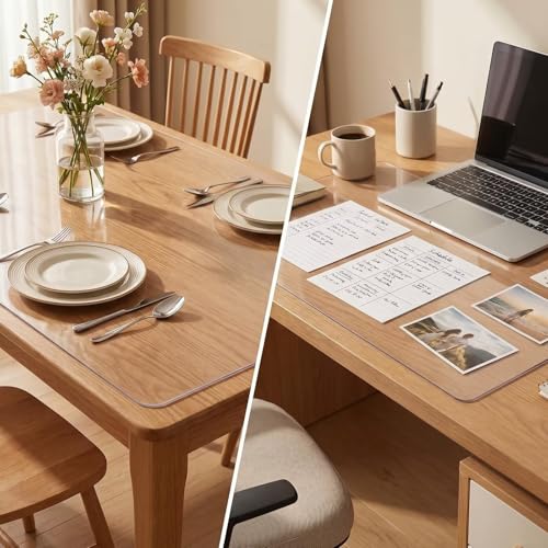 27x72 Inch Office Desk Blotter Mat Clear Plastic Table Protector Cover Pad PVC Transparent Topper Surface Proection Pad Anti Scratch Table Mat Glass Dinner End Easy Clean
