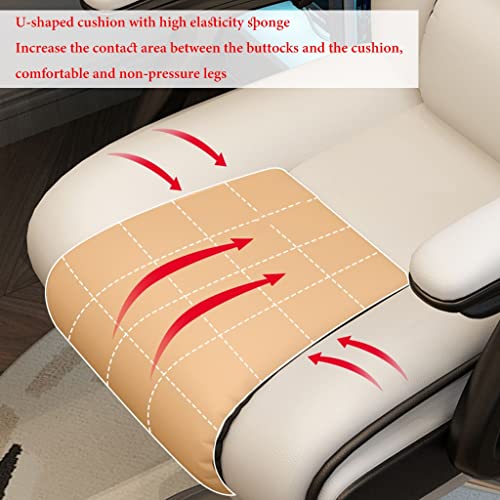 GIZNXBA Office Chair with Foot Rest Desk Office Chair Big High Back Task Chairs with Arms PU Leather Computer Chair Managerial Executive Swivel Chair with Lumbar Suppor (Color : /Brown)