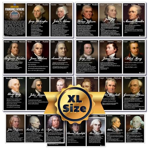 Young N Refined Founding Fathers US history 9 posters pack LAMINATED (12x24L) USA MADE