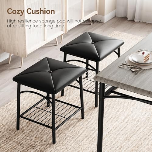 IDEALHOUSE Dining Table Set for 4, Kitchen Table with Upholstered Bench and 2 Chairs, Kitchen Table and Chairs Set with Storage Shelf,Small Space Saving Design, Easy Assembly, Retro Gray