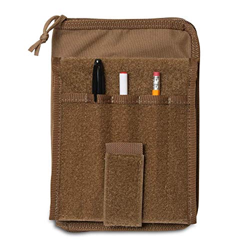 Tactical Notebook Covers | Commander's TAM Field Book Cover | Trifold Design | Fits Army Green Book NSN 7530-00-222-3521 (with Removable Map Case & Vinyl Page Protector Booklet - Black)