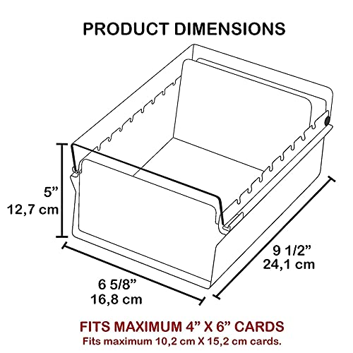 Acrimet 4 x 6 Card File Holder Organizer Box Metal Base Heavy Duty (AZ Index Cards and Divider Included) (Purple Color with Clear Crystal Plastic Lid Cover)