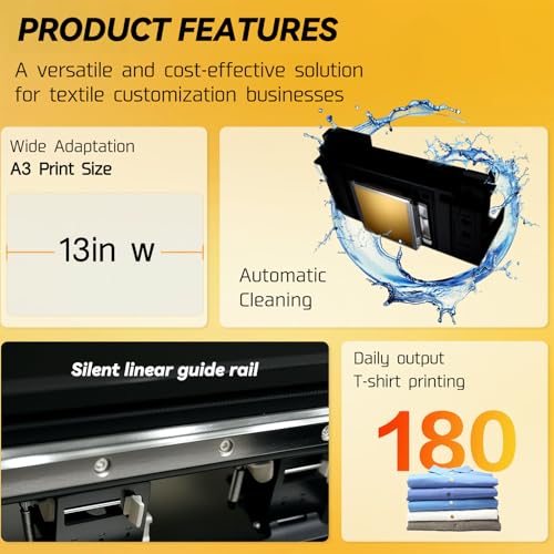 SUNIKA A3 13" DTF Printer White Ink Circulation & Anti-Clogging High-Speed Direct to Film Transfer Bundle for T-Shirts Apparel (DIY & Commercial) (A3 XP600 Printer)