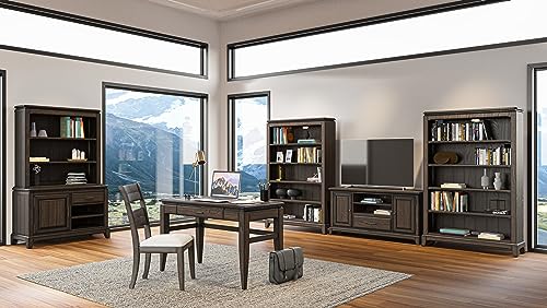 Chocolate Solid Wood Storage Credenza with Two Shelves and Drawers for Home Office - 47 Inch Cabinet