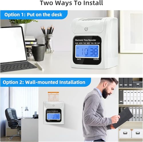 Time Clock Bundle Punch Machine Auto-Align Employee Automatic Paper Time Recorder Offline Punch Clock for Small Business, Units