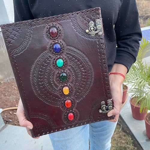 Personalized Leather Binder 3 Ring, Leather Portfolio for Men, 3 Ring Binder with 1 Inch Ring Leather Binder, Customized Seven Chakra Leather Binder, Leather Folder Organizer