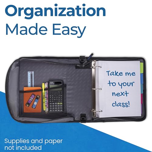 Case-it School Zipper Binder | 2" O-Rings | 350-Sheet | LT-007 Jet Black