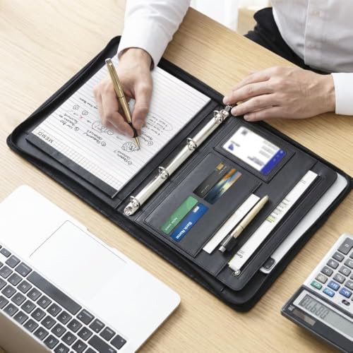 BRAVE ELK Zippered Padfolio Binder with 40 Sleeves & Tablet Holder