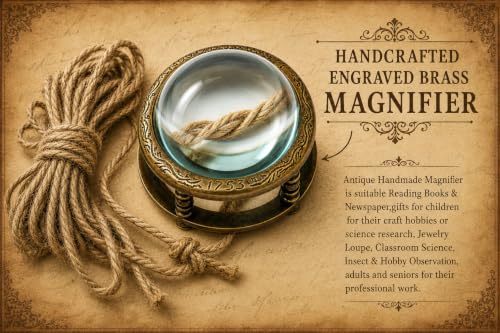 Desk Magnifying Glass Desktop Vintage Antique Style Engraved Magnifier Reading Magnifying Glass for Reading Book Traditional Glass BY MAI