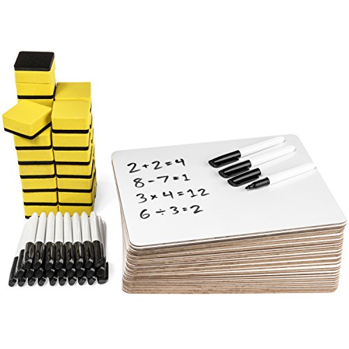 Blue Summit Supplies 30 Mini Dry Erase Boards, 9 x 12, Markers and Erasers