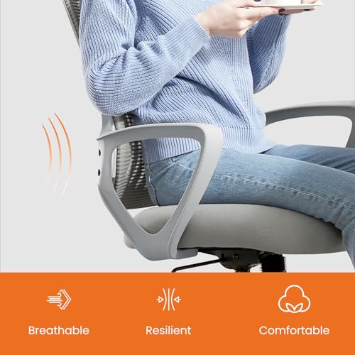 Sweetcrispy Executive Home Office Chair, Mesh Office Chair, Grey