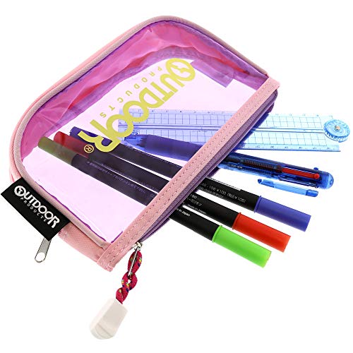 Sun-Star Stationery S1421514 OUTDOOR Pencil Case, Clear Flat, Pink + Violet