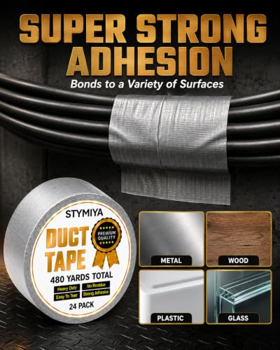 24 Pack Silver Duct Tape Heavy Duty Bulk Variety 2inx 20Yd Home Repair Tape