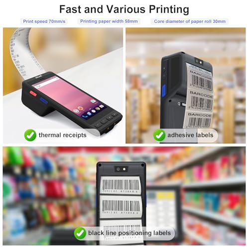 JibLumK Industrial Handheld PDA Terminal, Integrated Thermal Printer, Barcode Scanner.Rugged Android 14 PDA with Integrated Printer & 1D/2D Barcode Scanner,NFC, WiFi/4G for Retail,Warehouse