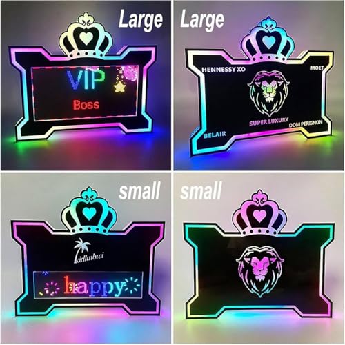 LED Bottle Presenter Programmable, Bottle Service Signs for Night Club, with Color Change and Scrolling Message, Birthday DIY Custom - crylic LED Logo Message Board,BigScreen