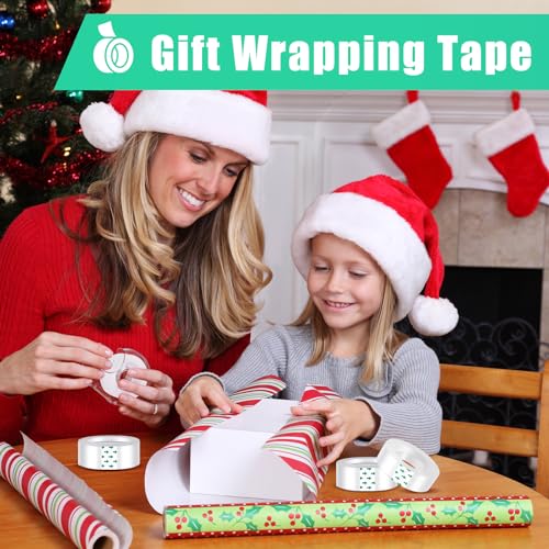 UHBYJM 96 Rolls Clear Adhesive Tapes, Transparent Tape Refills for Dispenser, 1 inch Wide, Crystal Clear Surface, Gift Wrapping Tape, School Home Office Supplies